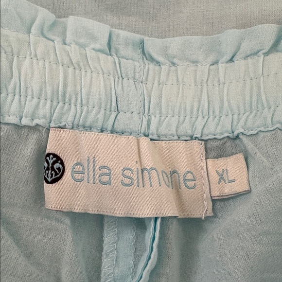 Ella Simone Cotton Pajama Set Sz XL Sky Blue NWOT Embroidered Pintuck Ribbon - Picture 14 of 16